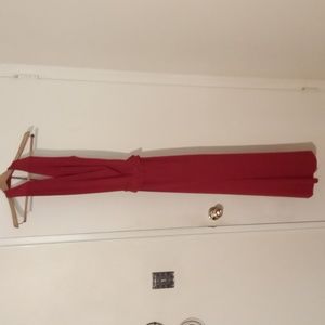 Red floor length backless dress